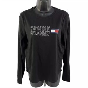 New Women’s Tommy Hilfiger Sport Long Sleeve T-Shirt Spellout Black Sz S NWT